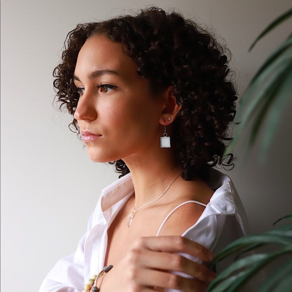 Small Square Stain Glass Earrings - Picture 4 of 6